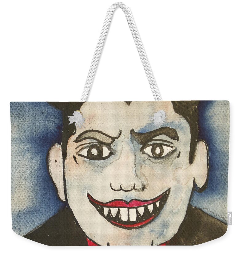 Vampires Weekender Tote Bag featuring the painting Bela Lugosi as Tillie by Patricia Arroyo