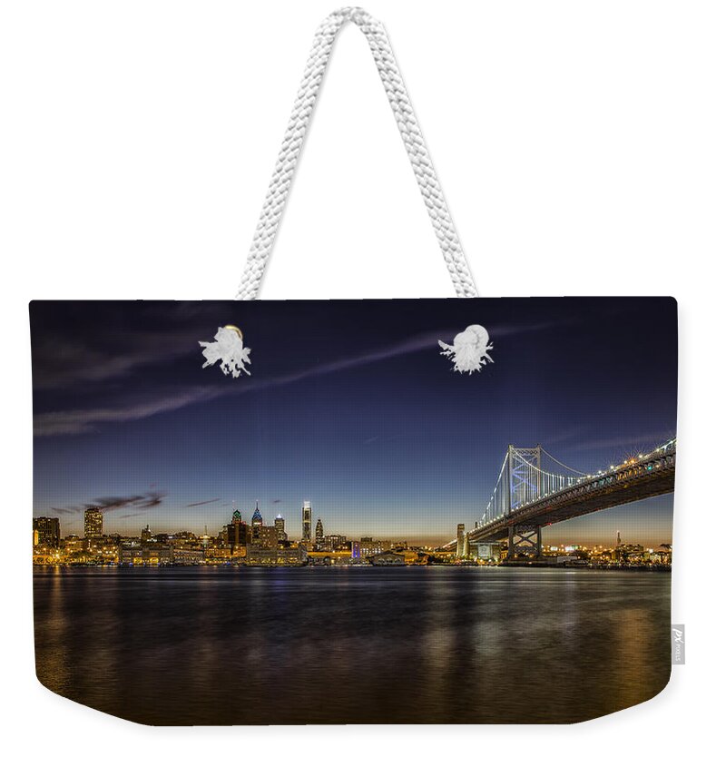 Ben Franklin Weekender Tote Bag featuring the photograph Ben Franklin bridge by Rob Dietrich