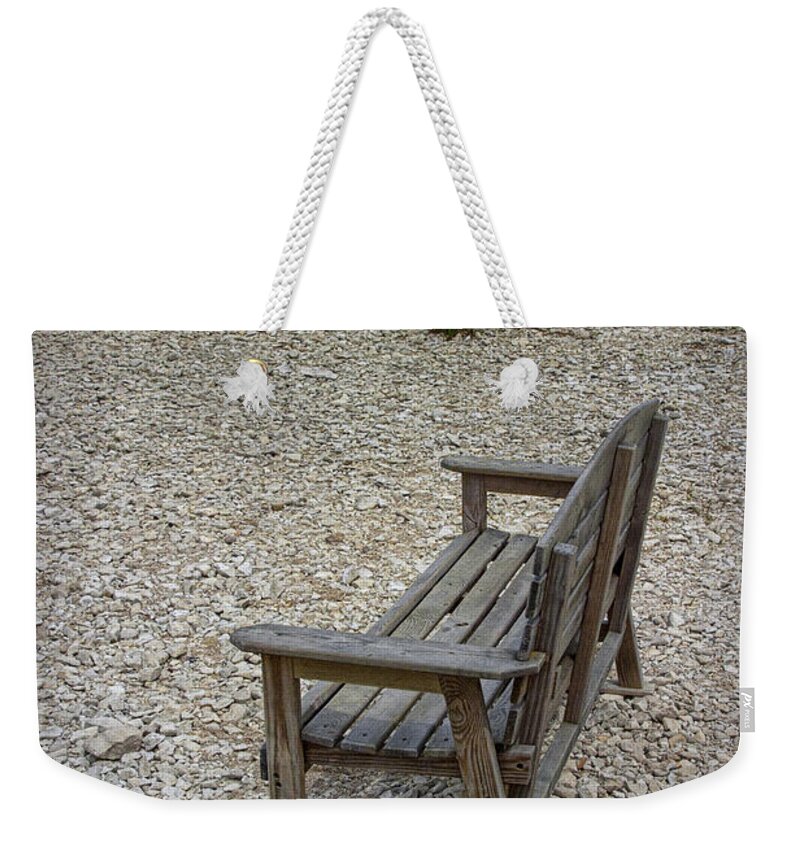 Art Weekender Tote Bag featuring the photograph Bench on the shore at Mackinaw City by Randall Nyhof