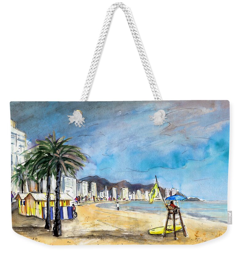 Travel Weekender Tote Bag featuring the painting Benidorm Levante by Miki De Goodaboom