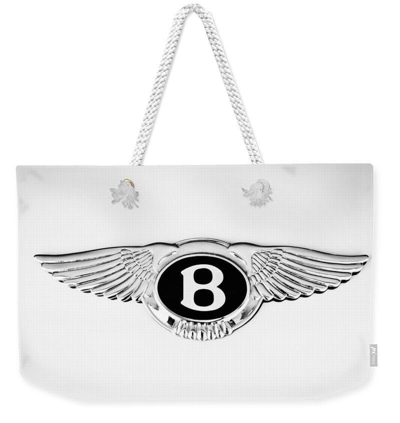 Bentley Emblem Weekender Tote Bag featuring the photograph Bentley Emblem -0082c by Jill Reger