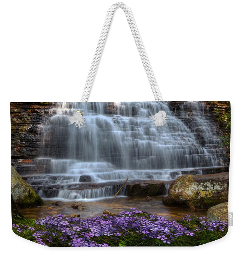 Appalachia Weekender Tote Bag featuring the photograph Benton Falls in Spring by Debra and Dave Vanderlaan