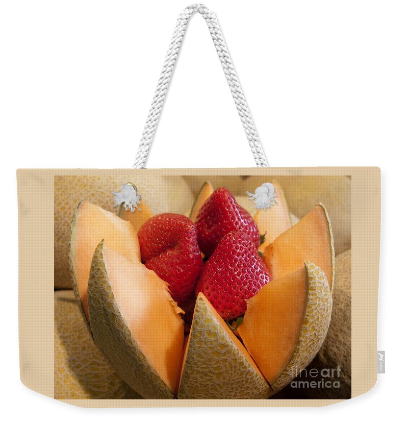 Cantaloupe Weekender Tote Bag featuring the photograph Berry Bowl by Ann Horn