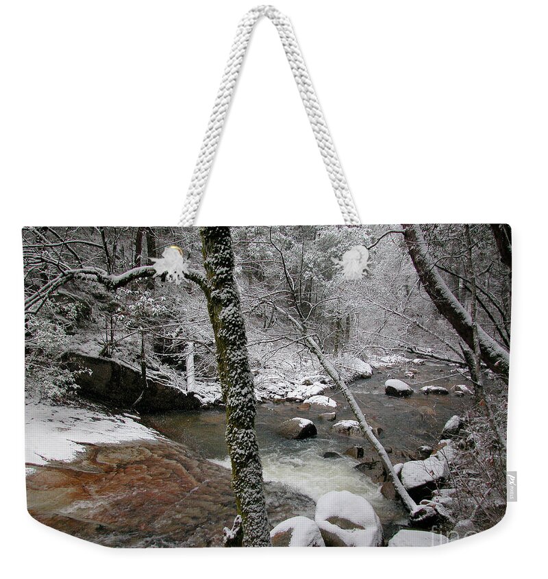 Winter Weekender Tote Bag featuring the photograph Berry Creek In Winter by Ron Sanford