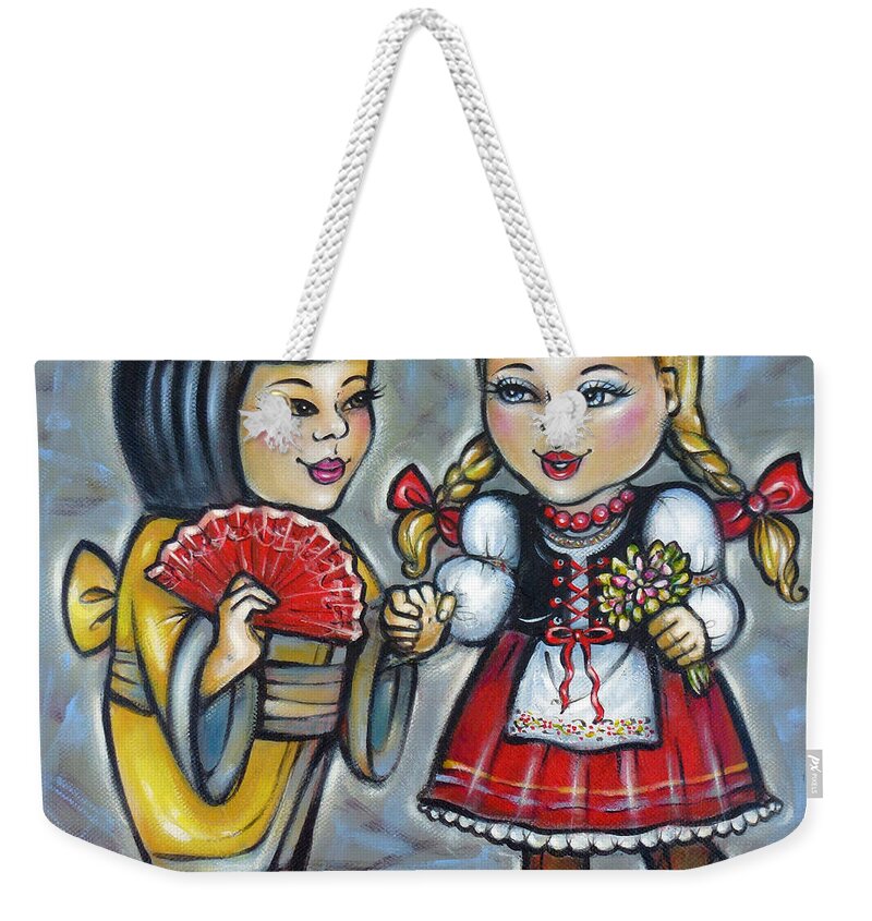 Young Girls Weekender Tote Bag featuring the painting Best Friends 171011 by Selena Boron