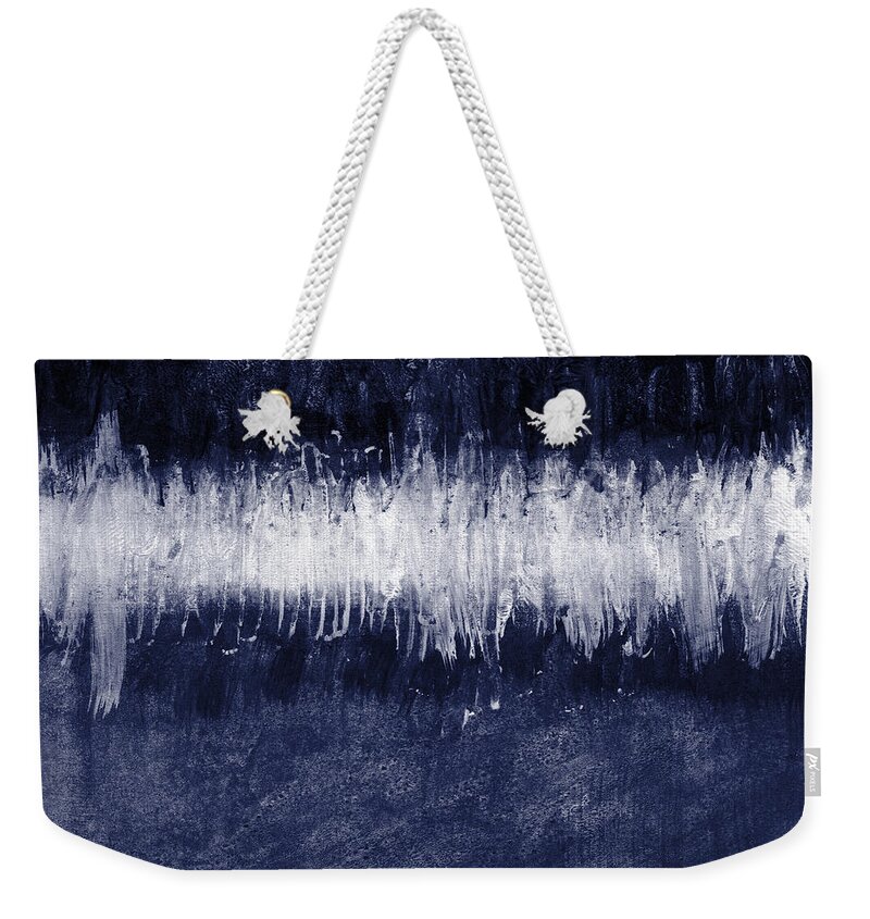 Blue Weekender Tote Bag featuring the painting Between Sky and Sea by Linda Woods