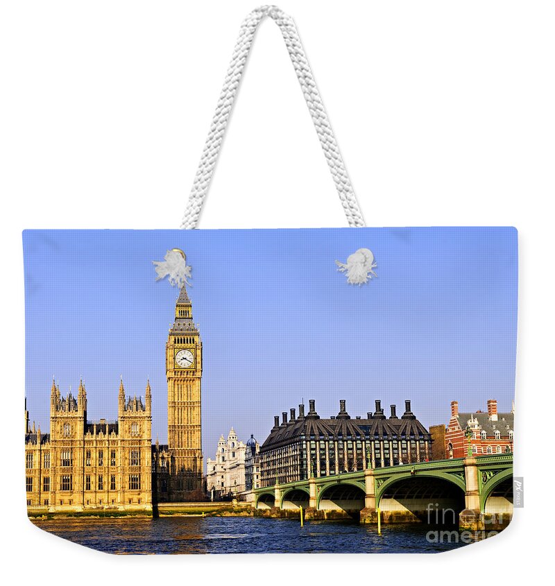 Big Weekender Tote Bag featuring the photograph Big Ben and Westminster bridge 2 by Elena Elisseeva