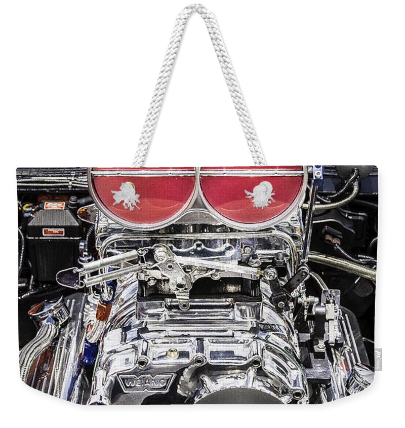 V8 Weekender Tote Bag featuring the photograph BIG Big Block V8 Motor by Rich Franco