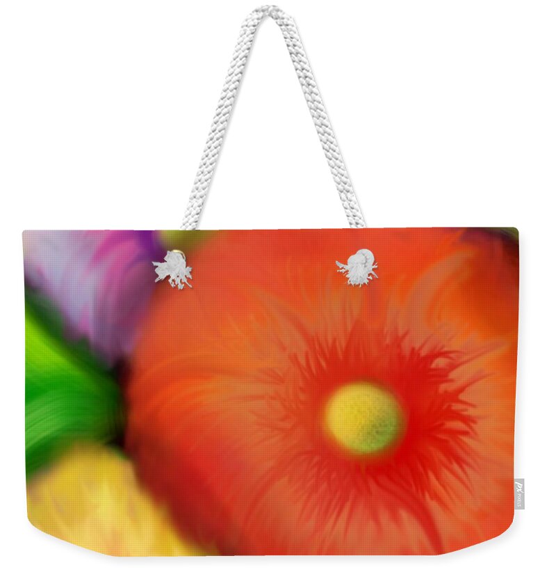 Floral Weekender Tote Bag featuring the digital art Big Blooms by Christine Fournier