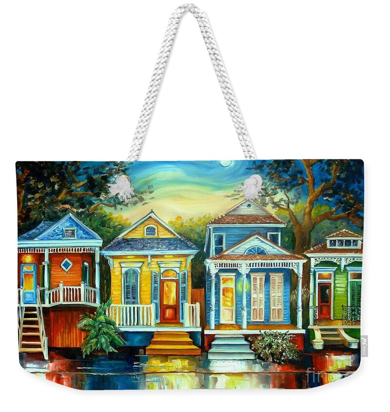 New Orleans Weekender Tote Bag featuring the painting Big Easy Moon by Diane Millsap