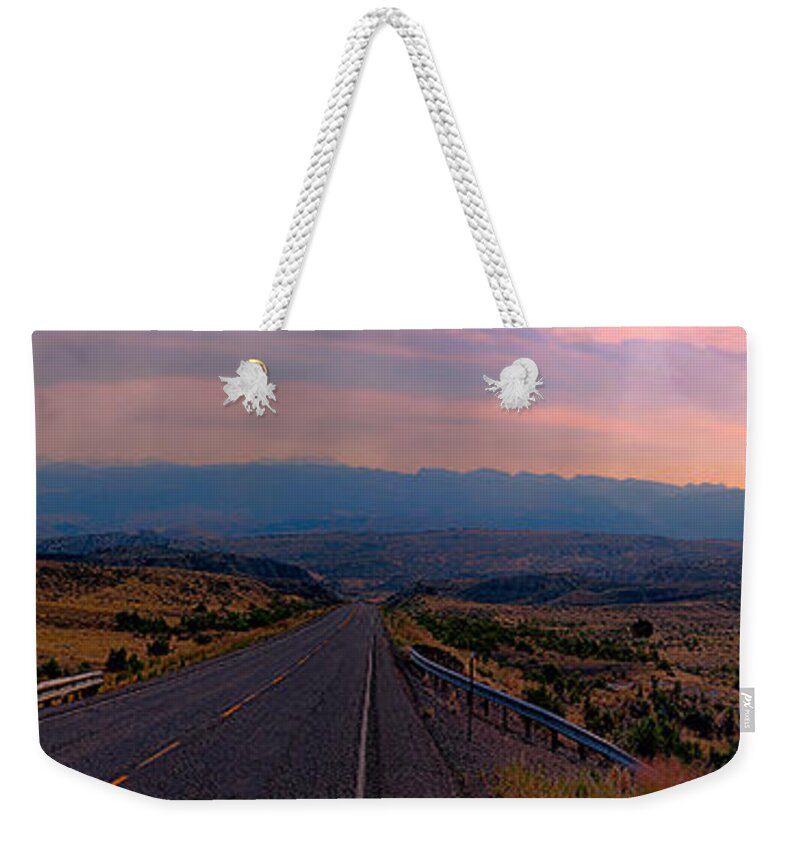 Panorama Weekender Tote Bag featuring the photograph Big Horns Panorama by Cathy Anderson