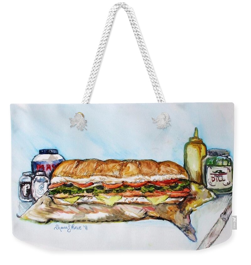 Sandwich Weekender Tote Bag featuring the painting Big Ol Samich by Shana Rowe Jackson