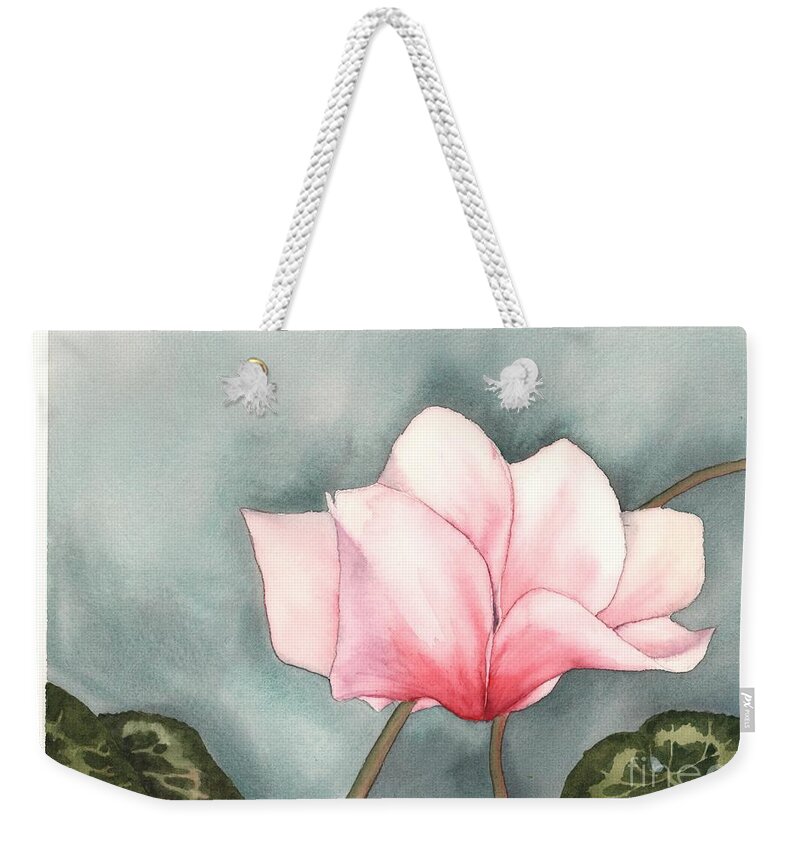 Cyclamen Weekender Tote Bag featuring the painting Big Pink Cyclamen by Hilda Wagner