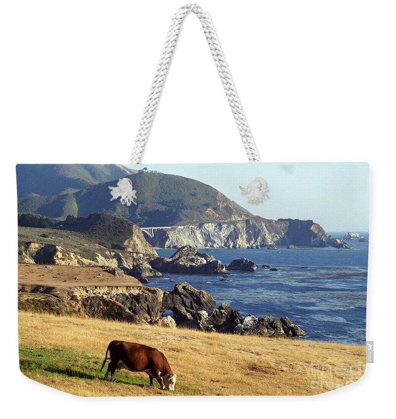 Cow Weekender Tote Bag featuring the photograph Big Sur Cow by James B Toy