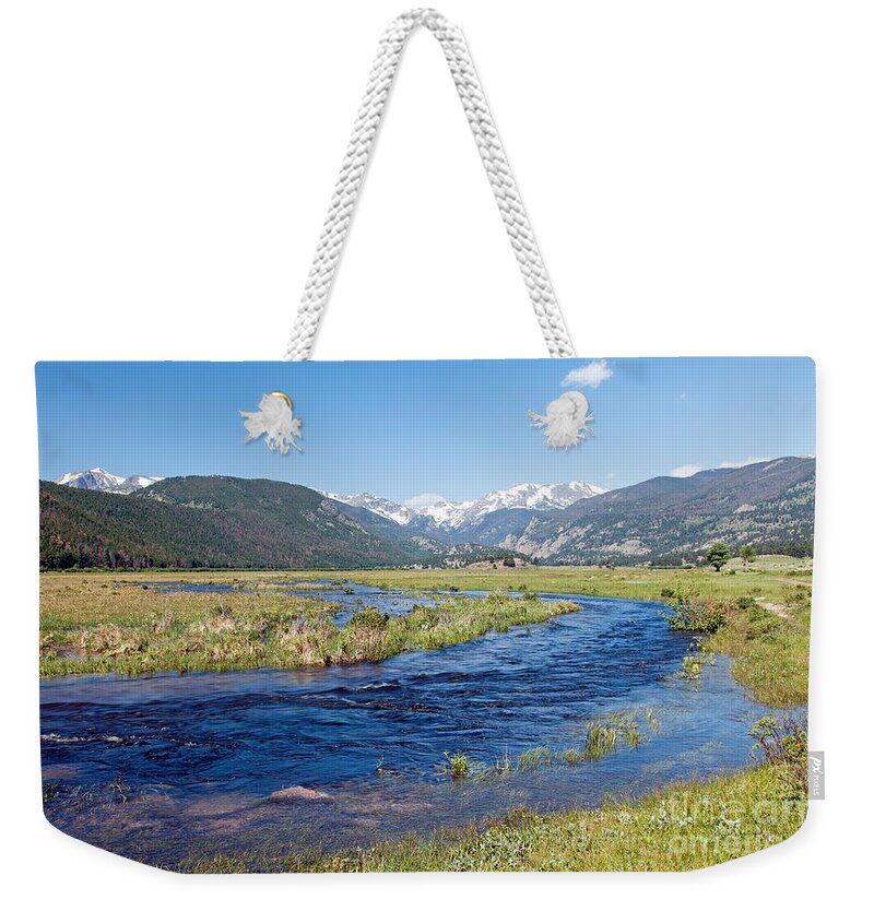 Big Thompson River Weekender Tote Bag featuring the photograph Big Thompson River in Moraine Park in Rocky Mountain National Park by Fred Stearns