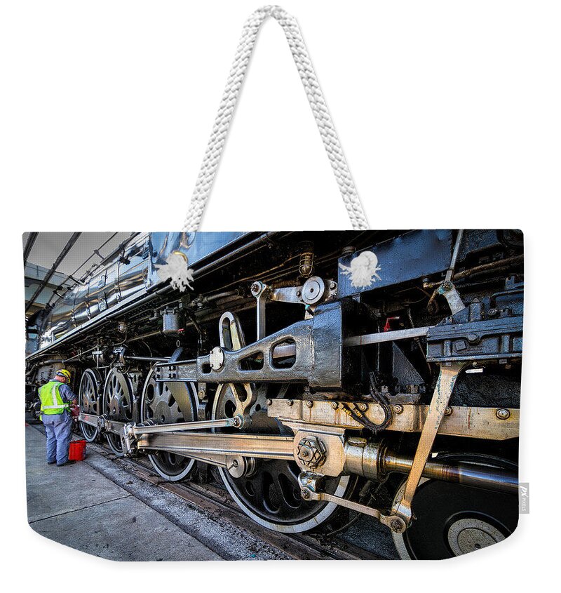 Union Pacific Weekender Tote Bag featuring the photograph Big Wheels by Tim Stanley