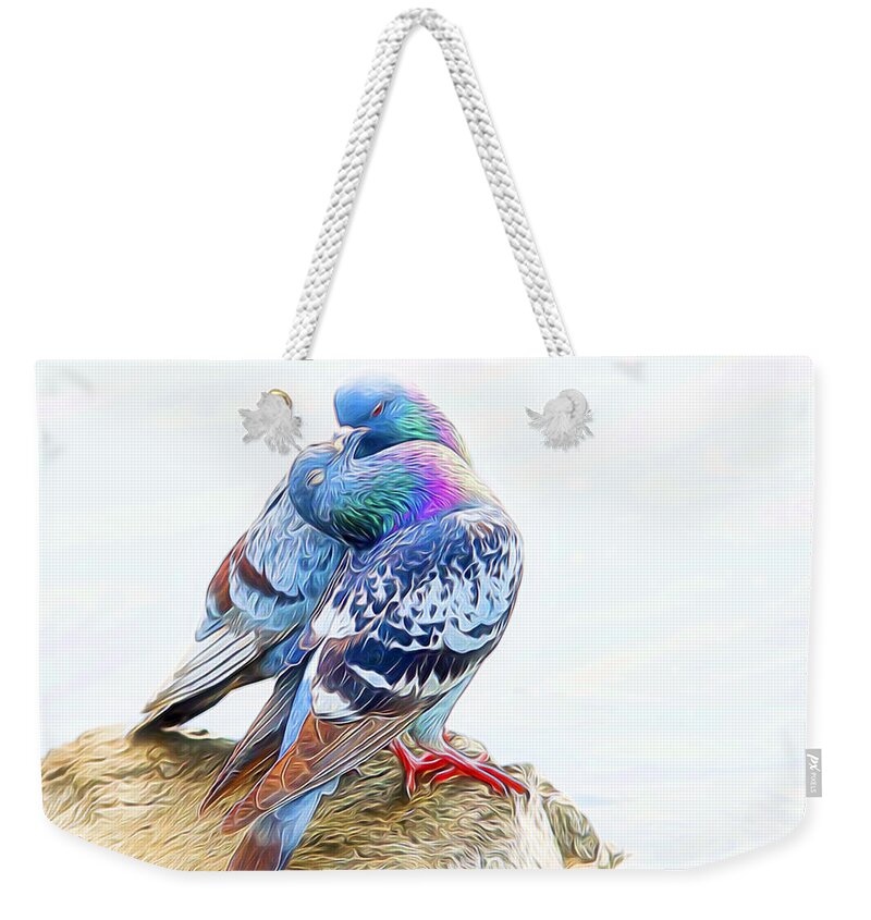Nature Weekender Tote Bag featuring the digital art Billing and Cooing by William Horden