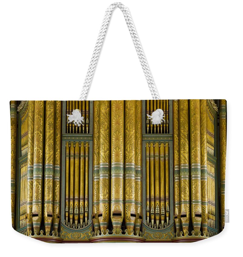 Birmingham Weekender Tote Bag featuring the photograph Birmingham Town Hall organ by Jenny Setchell