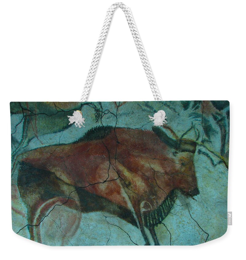 Cave Dweller Weekender Tote Bag featuring the digital art Bison Buffalo by Unknown
