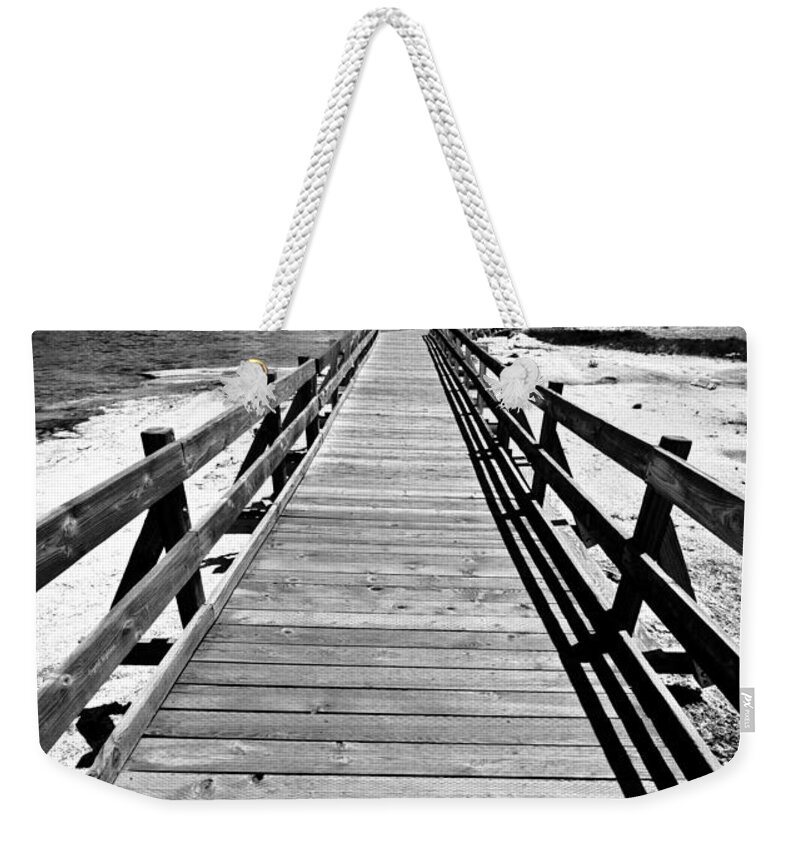 Wyoming Landscape Weekender Tote Bag featuring the photograph Black and White Bridge by Crystal Wightman