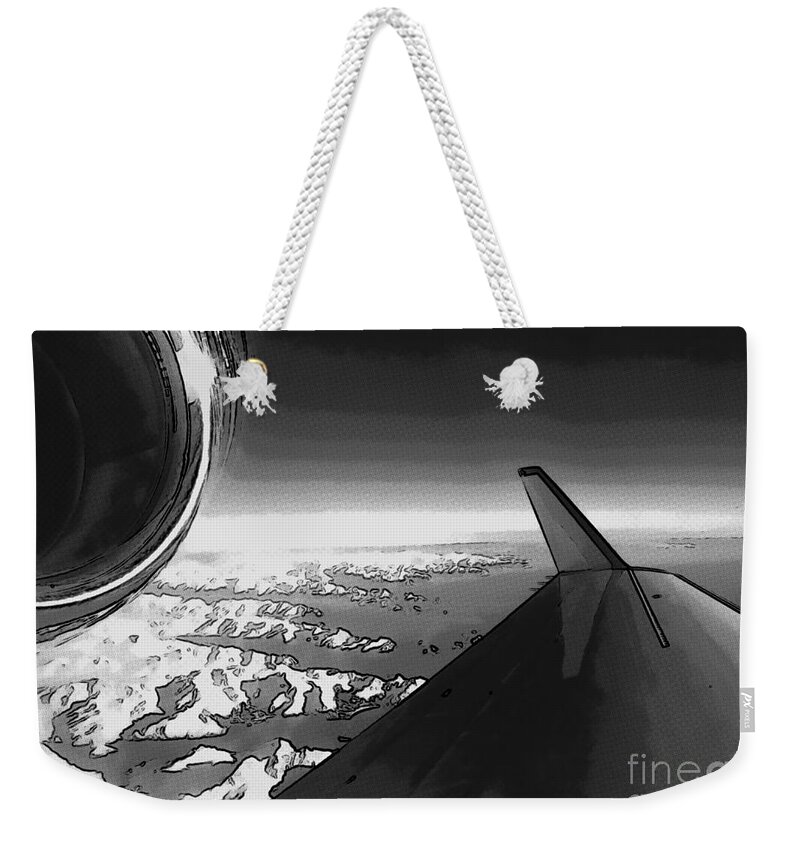 Jet Weekender Tote Bag featuring the photograph Jet Pop Art Plane Black and White by Vintage Collectables