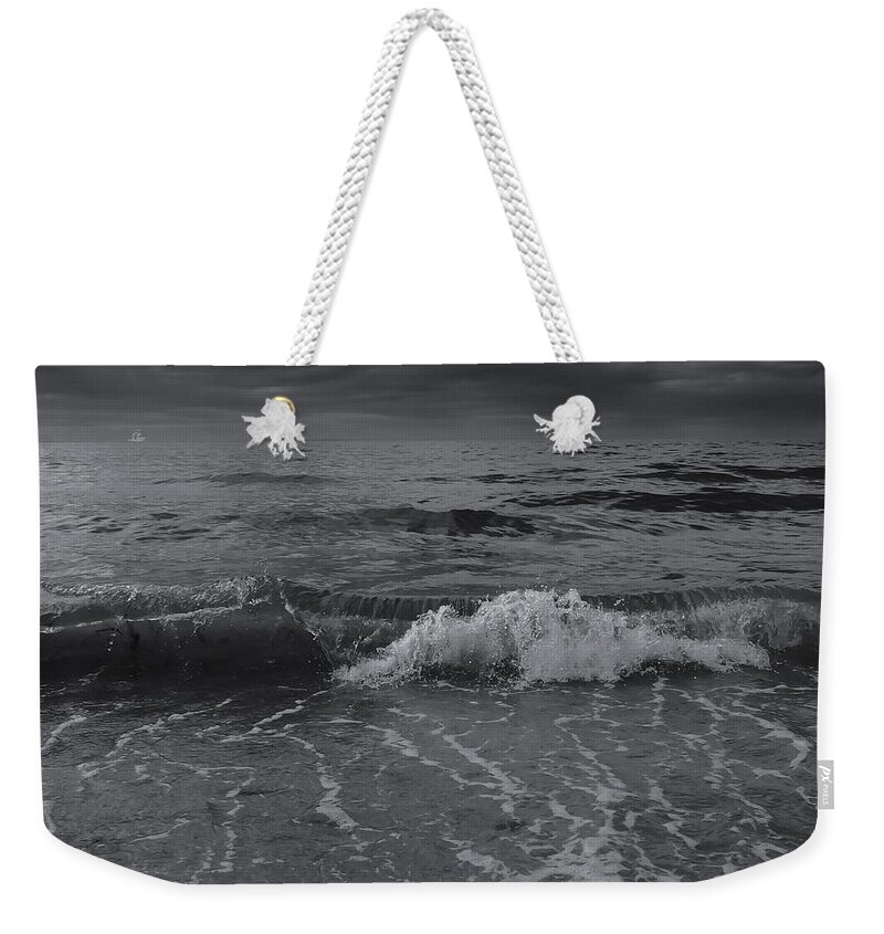 Ocean Wave Weekender Tote Bag featuring the photograph Black and White Ocean Wave 2014 by Darius Aniunas