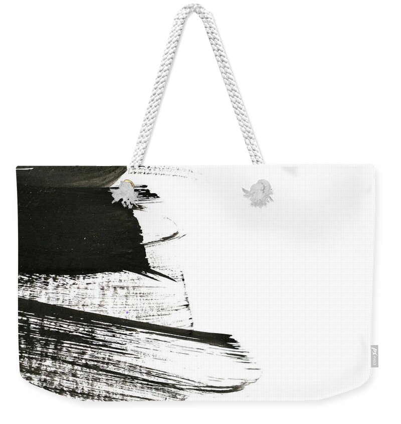 Empty Weekender Tote Bag featuring the photograph Black Brush Strokes On White Paper by Marina skoropadskaya