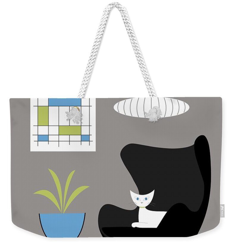Egg Chair Weekender Tote Bag featuring the digital art Black Egg Chair by Donna Mibus