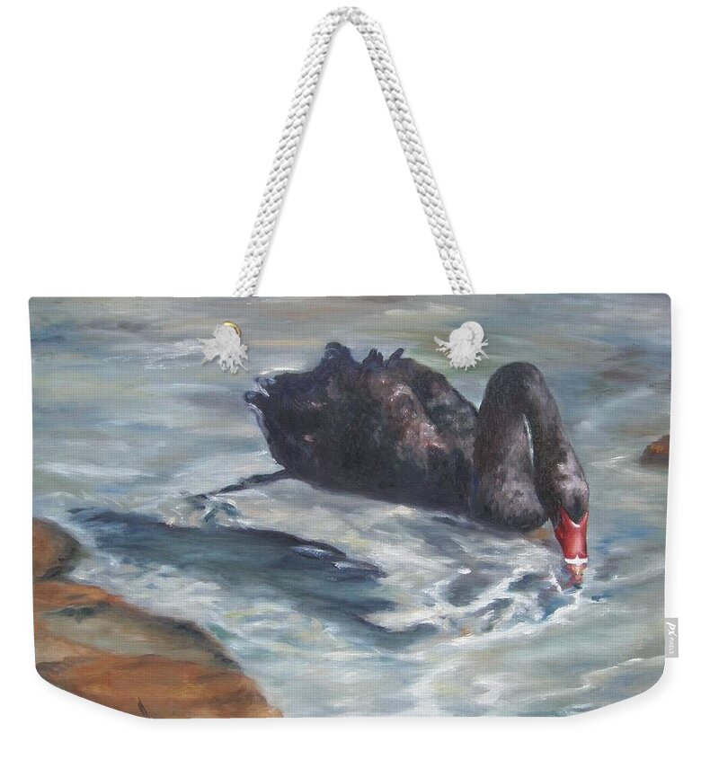 Calm Weekender Tote Bag featuring the painting Black Elegance by Lori Brackett