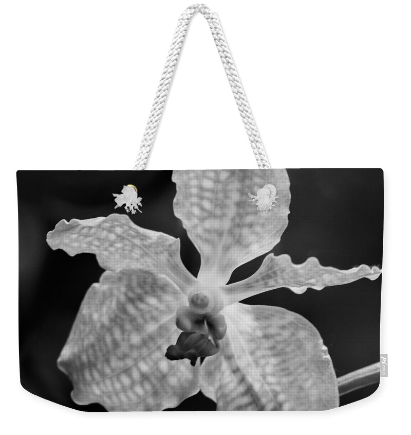 Square Weekender Tote Bag featuring the photograph Black n White Orchid by Lucid Mood