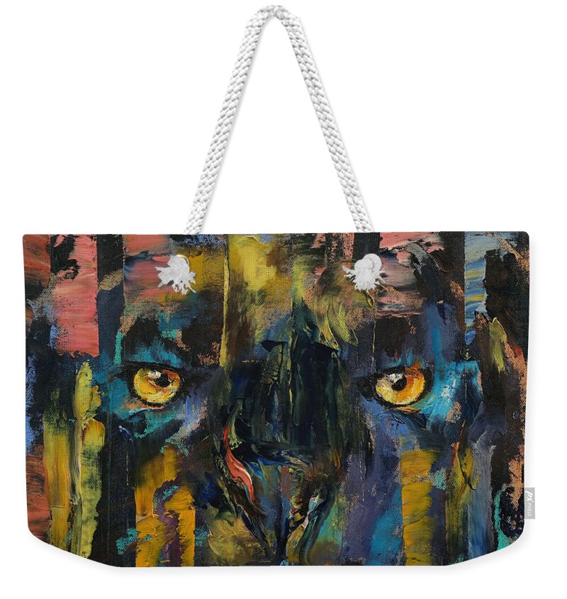 Big Weekender Tote Bag featuring the painting Black Panther by Michael Creese