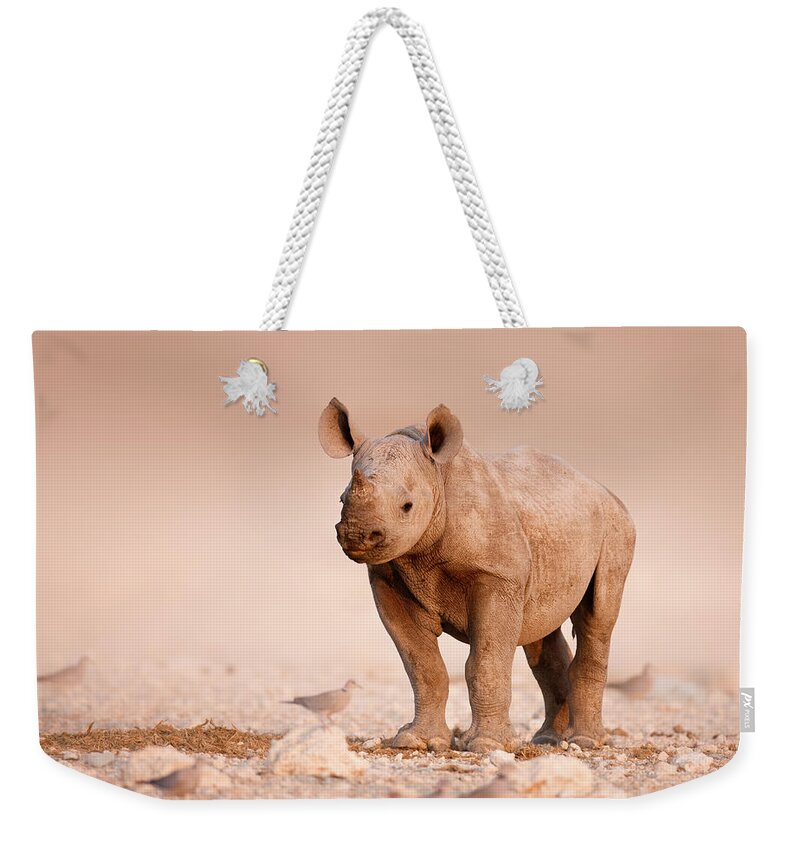 Wild Weekender Tote Bag featuring the photograph Black Rhinoceros baby by Johan Swanepoel