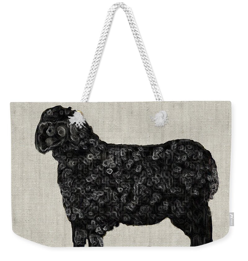Sheep Weekender Tote Bag featuring the painting Black Sheep by Portraits By NC