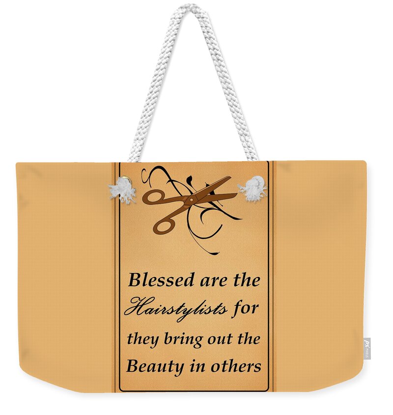 Hairstylists Weekender Tote Bag featuring the digital art Blessed Are the Hairstylists by Movie Poster Prints