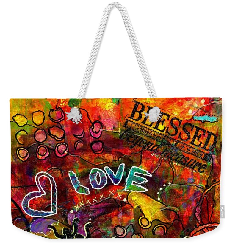 Acrylic Weekender Tote Bag featuring the painting Blessed Beyond Measure by Angela L Walker