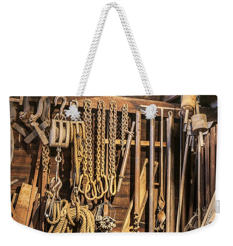 Kregel Windmill Co Weekender Tote Bag featuring the photograph Block And Tackle by Ed Peterson