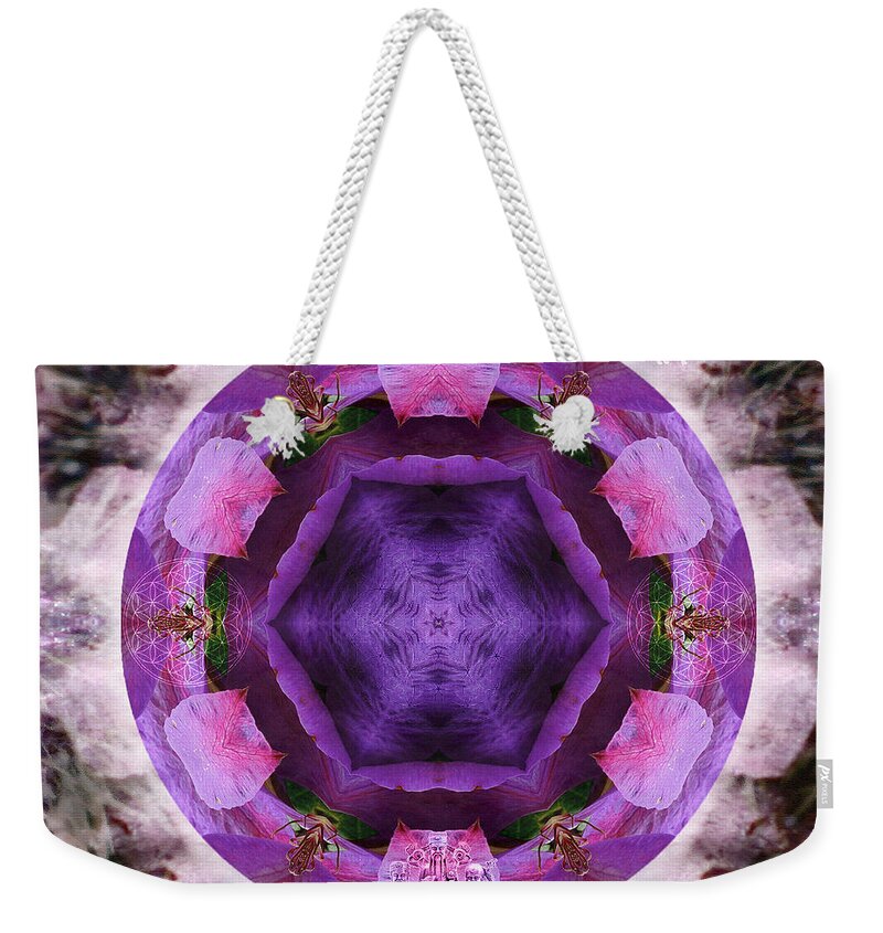 Clematis Weekender Tote Bag featuring the mixed media Blossoming by Alicia Kent