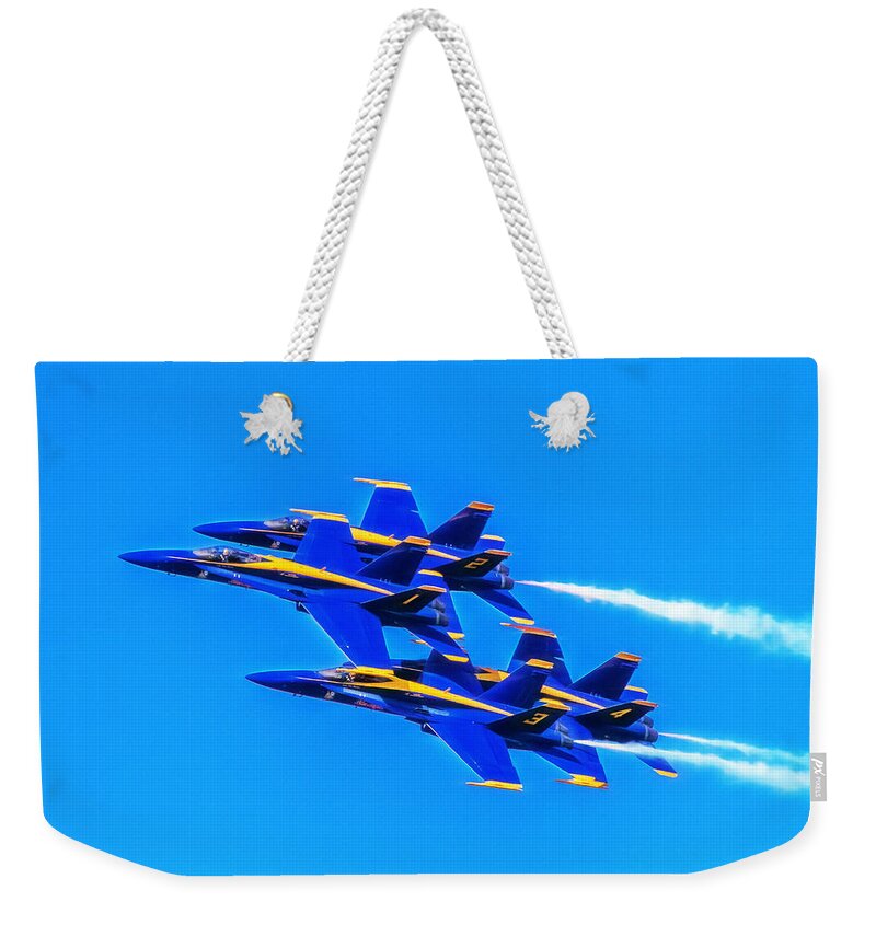 Airshows Weekender Tote Bag featuring the photograph Blue Angels Glow by Bill Gallagher