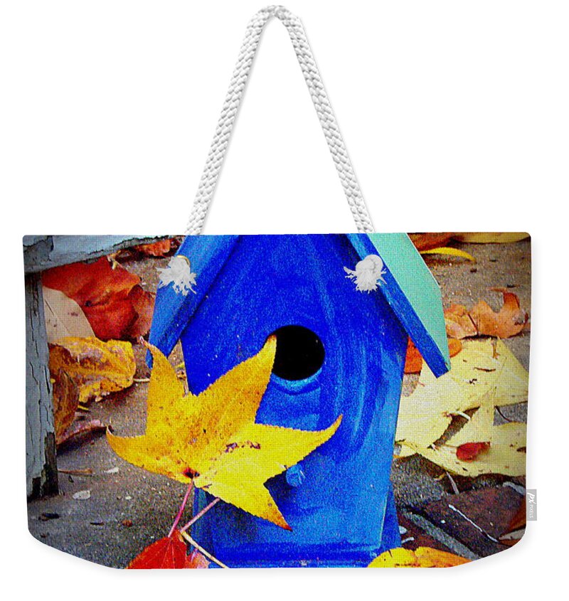 Bird House Weekender Tote Bag featuring the photograph Blue Bird House by Rodney Lee Williams