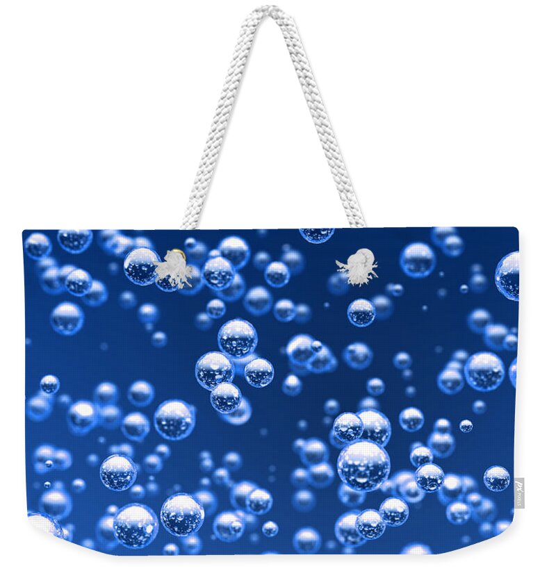Bubble Weekender Tote Bag featuring the digital art Blue bubbles by Bruno Haver