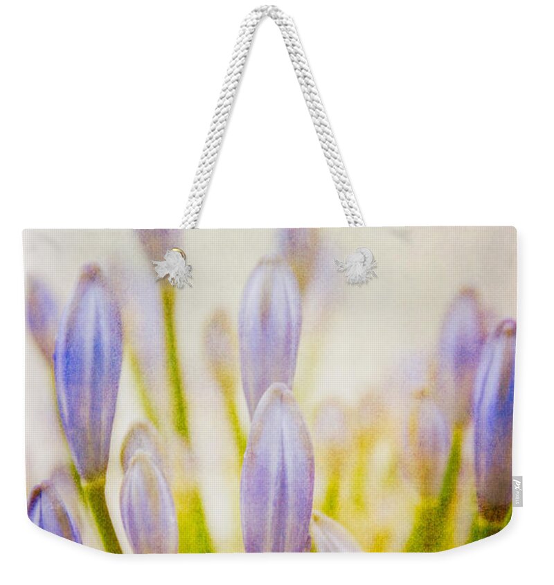 Fresh Weekender Tote Bag featuring the photograph Blue Buds Botanicals by Lenny Carter