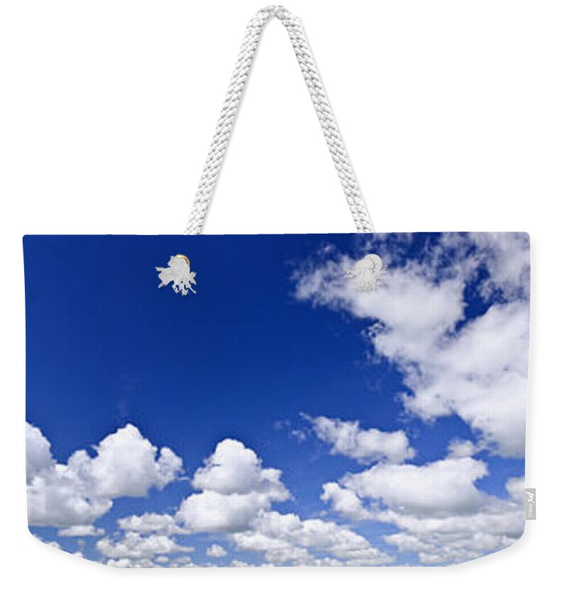 Sky Weekender Tote Bag featuring the photograph Blue cloudy sky panorama by Elena Elisseeva