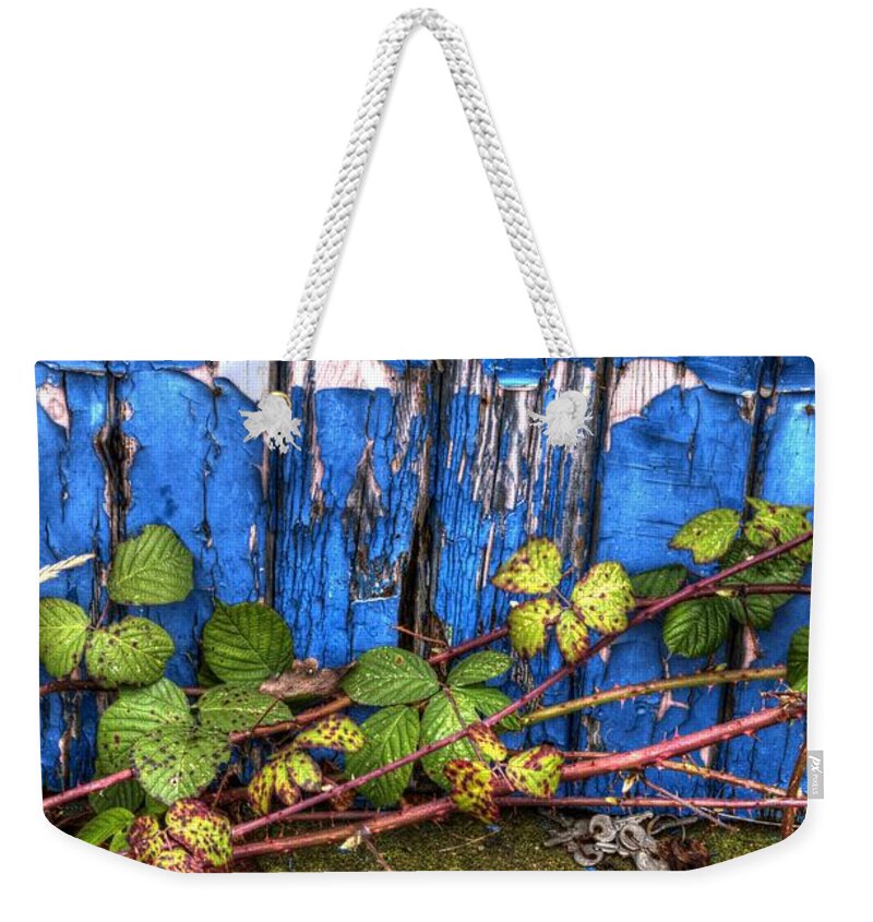 Blue Weekender Tote Bag featuring the photograph Blue door by Spikey Mouse Photography