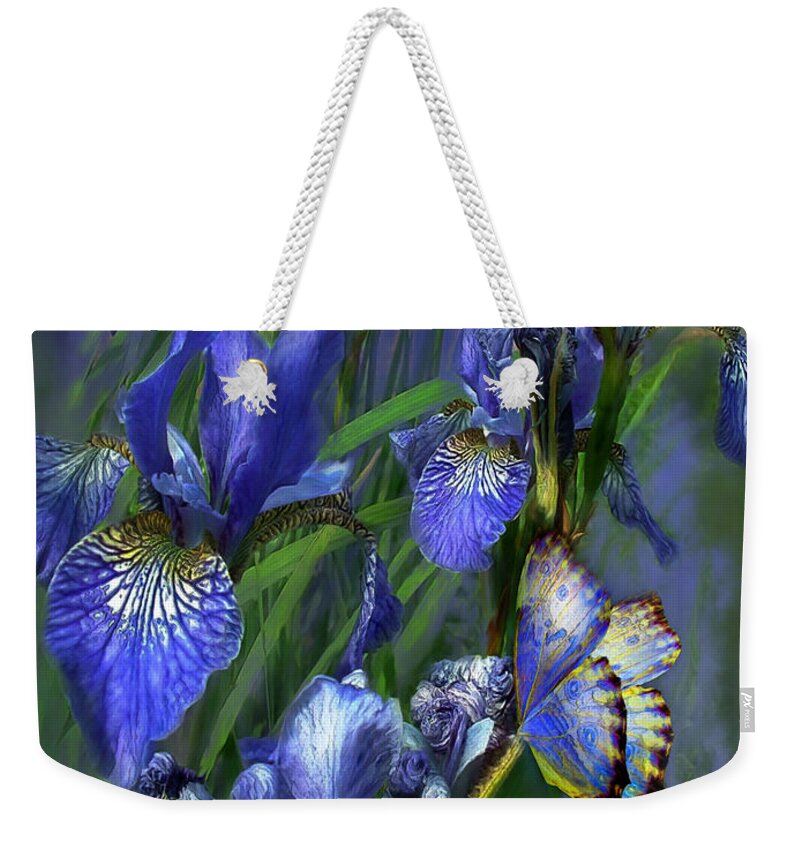 Iris Weekender Tote Bag featuring the mixed media Blue Goddess by Carol Cavalaris
