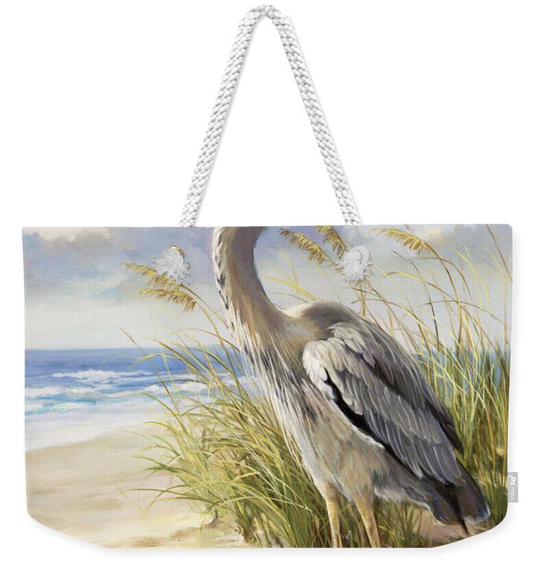 Blue Heron Weekender Tote Bag featuring the painting Blue Heron by Laurie Snow Hein