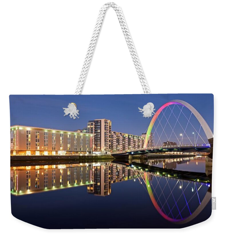 Glasgow Weekender Tote Bag featuring the photograph Blue hour in Glasgow by Stephen Taylor