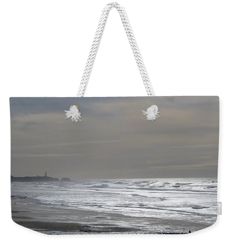 Waves Weekender Tote Bag featuring the photograph Blue Lighthouse view by Susan Garren