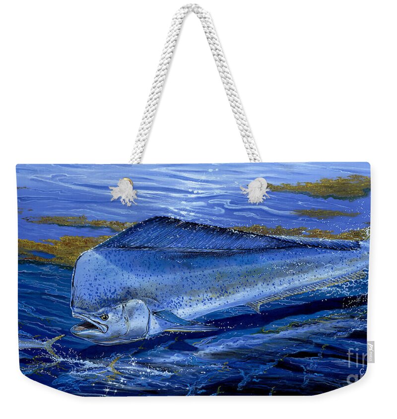 Mahi Mahi Weekender Tote Bag featuring the painting Blue Mahi Off0071 by Carey Chen