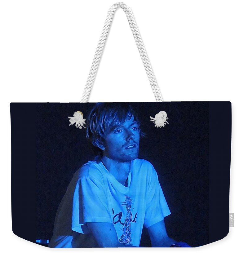 Portrait Weekender Tote Bag featuring the photograph Blue Man by Marcia Lee Jones