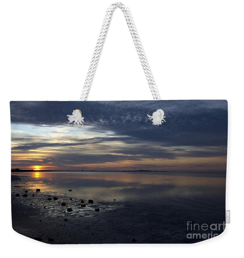 Sunrise Weekender Tote Bag featuring the photograph Blue Morning by Meg Rousher